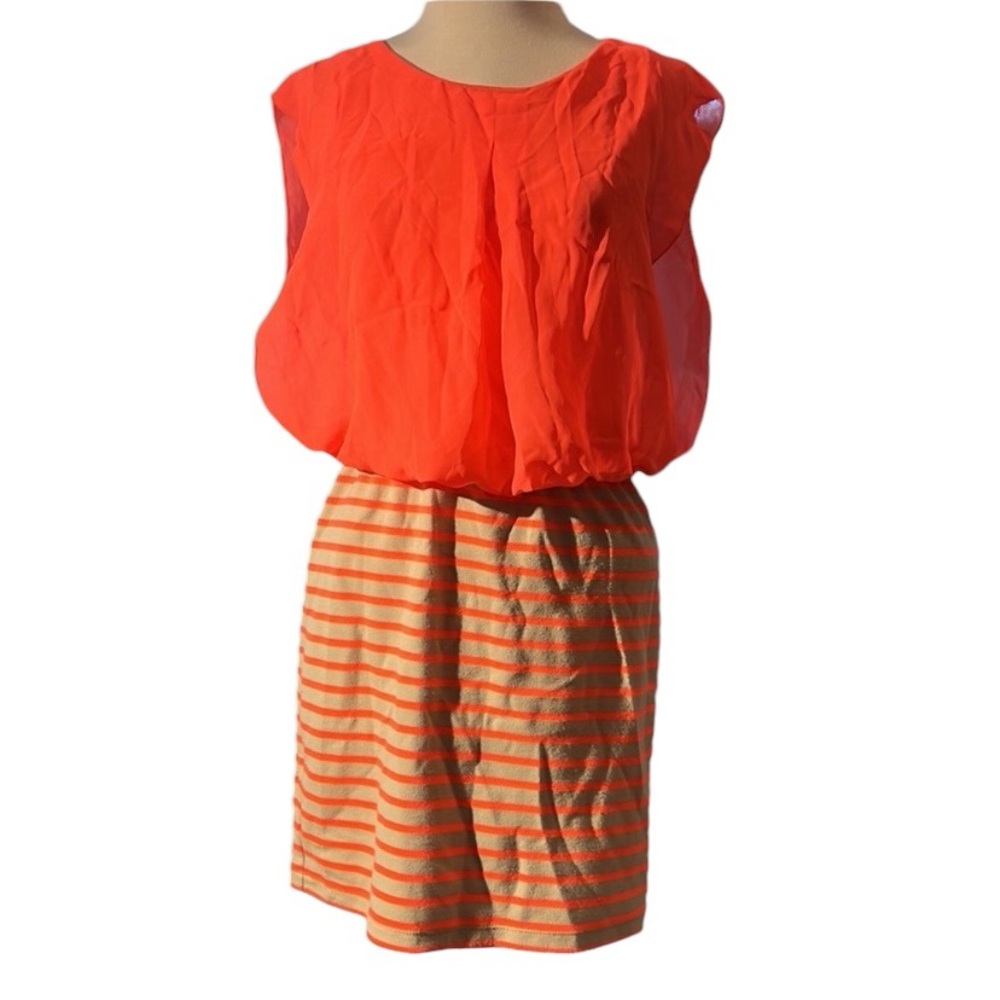 Speechless Dress Sleeveless Orange Stripes Faux Wrap Size M
